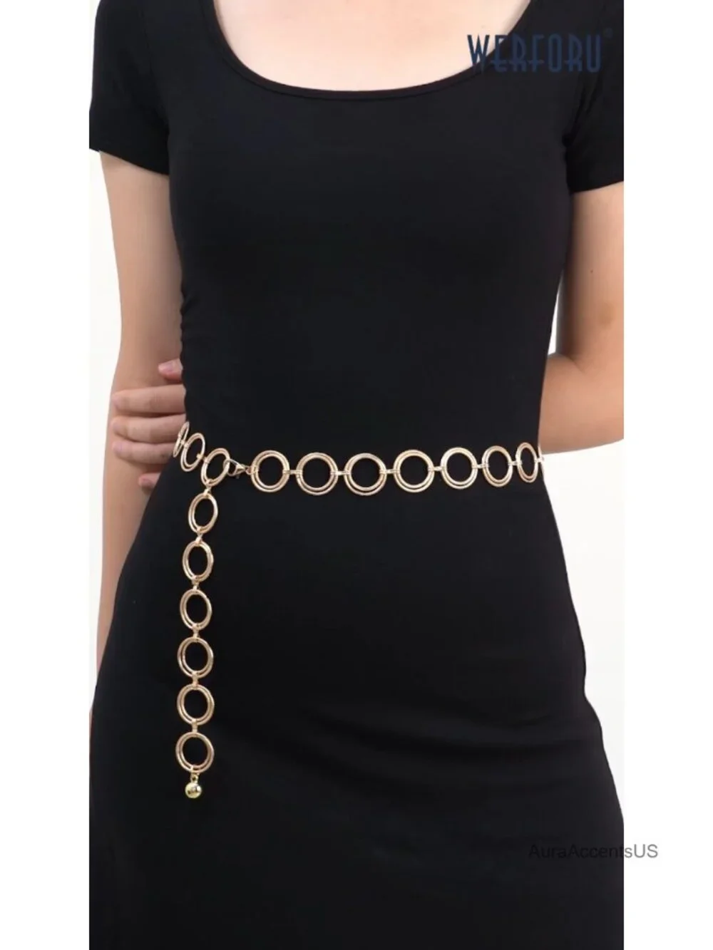 Multilayer Gold Silver Metal Link Body Chain Belt Ladies Waist Chain Belts for